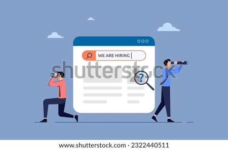 Searching for new candidates, Human Resources find the best candidate, open recruitment or finding career opportunity concept, businessmen HR look through binoculars to find candidate people.