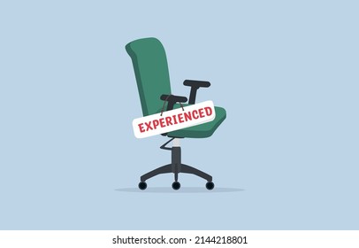 Searching new employee with 
experience, job hiring, vacant position, employment concept. Office chair with sign of word Experienced metaphor of lack of skilled labor.