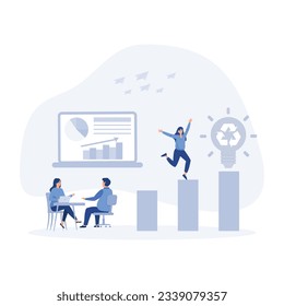 searching for new ideas solutions, working together in the company, flat vector modern illustration