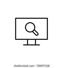 searching on computer line black icon