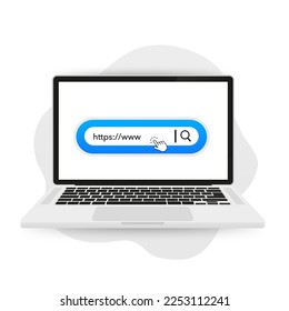 Searching on internet. Internet search bar. An isolated search engine. Information search system. Address and navigation bar icon. business concept search www http pictogram. Vector illustration