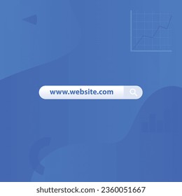 Searching on internet, search bar for typing website. Vector illustration with blue background.