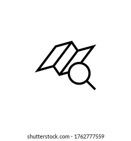 Searching on maps icon in black line style icon, style isolated on white background