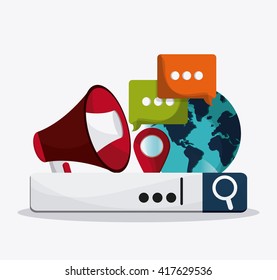 Searching online design. digital marketing. colorful illustratio