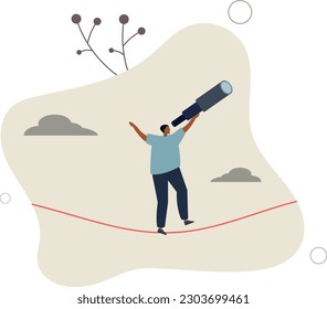 Searching for opportunity, profit in uncertainty situation, risk management or investment vision in recession.flat vector illustration.