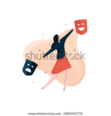 searching for positive emotion, comedy and tragedy with happy and sad emotion mask