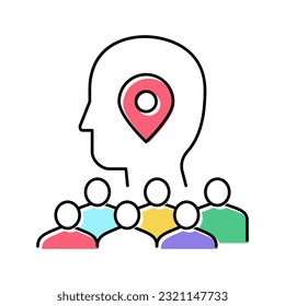 searching potential client crowdsoursing service color icon vector. searching potential client crowdsoursing service sign. isolated symbol illustration