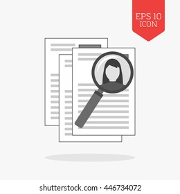 Searching professional staff icon, human resources management. Flat design gray color symbol. Modern UI web navigation, sign. Illustration element