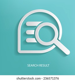 Searching result symbol on blue background, clean vector