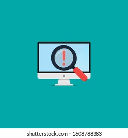 searching risk and opportunity computer pc magnifying glass flat.