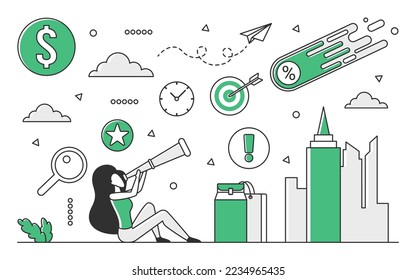 Searching for sale discount. Promotional offer, shopping advertising campaign vector monocolor illustration