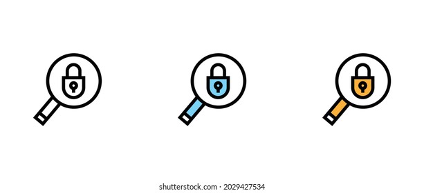 Searching For Security. Flat icon design with long shadow
