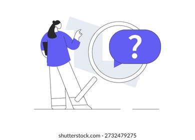 À procura de algo. Pesquisa e curiosidade, encontrar novas soluções. Escolhendo o caminho certo de desenvolvimento. Conclusão da tarefa. Flat Cartoon Ilustração vetorial, ícone Design abstrato elegante landing page web