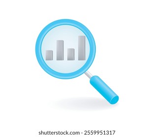 Searching statistics data concept with magnifying glass