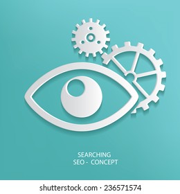 Searching symbol on blue background,clean vector