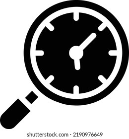 Searching Time Icon With Glyph Style, Time Management Sign And Symbol Isolated On White Background
