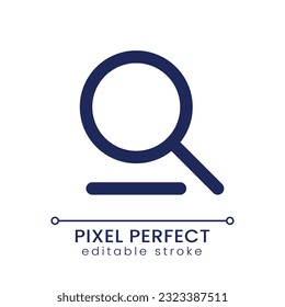 Buscando píxel de herramienta icono ui lineal perfecto. Vidrio de aumento. Buscar información. GUI, diseño UX. Esquema de elemento de interfaz de usuario aislado para aplicación y web. Trazo editable. Fuente de Poppins utilizada