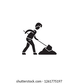 Searching treasures black vector concept icon. Searching treasures flat illustration, sign