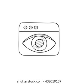 Buscando el icono de esbozo vectorial aislado en el fondo. Icono de búsqueda dibujado a mano. Buscando icono de esbozo para infografía, sitio web o aplicación.