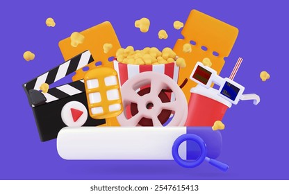Pesquisando projeto de vídeo Ilustração de renderização tridimensional tridimensional mínima