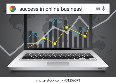 Searching the web for information about achieving success in business online vector illustration