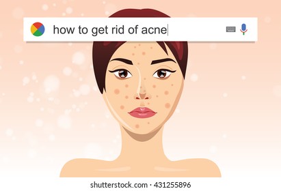 Searching the web for information about acne treatment vector illustration
