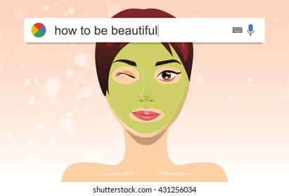 Searching the web for information about being beautiful vector illustration