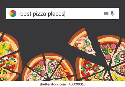 Searching web for information about the best pizzerias vector illustration