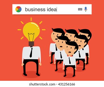 Searching the web for information about business ideas vector illustration