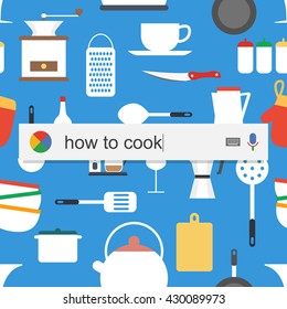 Searching the web for information about how to cook vector illustration