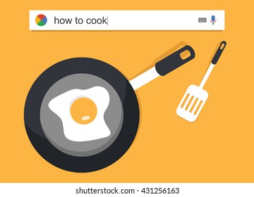 Searching the web for information about how to cook vector illustration