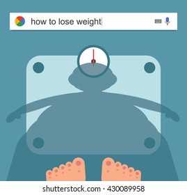 Searching the web for information about weight loss vector illustration