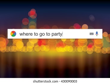 Searching the web for information about where to go for a party vector illustration