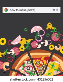 Searching the web for information making pizza vector illustration
