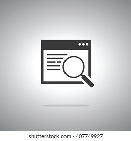 Searching web page, window with magnifying glass icon, vector eps10 illustration