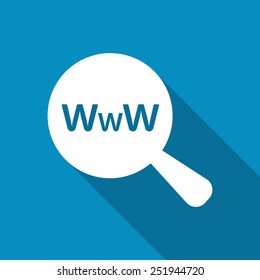Searching Website. Search The Web. Flat icon design with long shadow