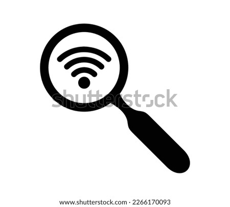 Searching wifi, Magnifying glass with wireless network vector icon