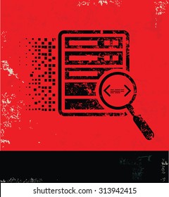 Searching,Database,Networking design on red background, grunge vector