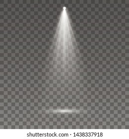 Searchlight collection for stage lighting, light transparent effects. Bright beautiful lighting with spotlights. Set of white spotlight isolated. 