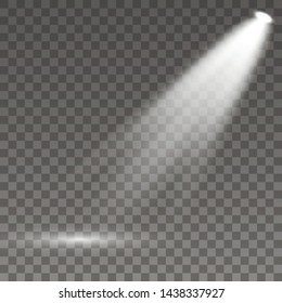 Searchlight collection for stage lighting, light transparent effects. Bright beautiful lighting with spotlights. Set of white spotlight isolated. 