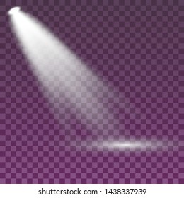 Searchlight collection for stage lighting, light transparent effects. Bright beautiful lighting with spotlights. Set of white spotlight isolated. 
