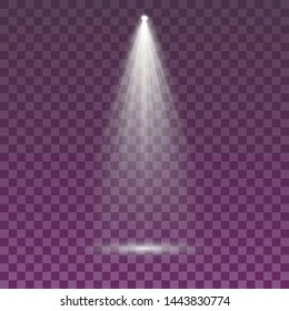 Searchlight collection for stage lighting, light transparent effects. Bright beautiful lighting with spotlights. Set of white spotlight isolated. 