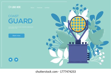 Searchlight concept flyer, web banner, ui header, enter site. Place for text, place for copying. Grain texture and noise effect.