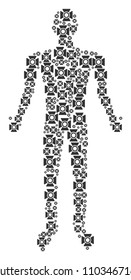 Searchlight human figure. Vector searchlight icons are grouped into male collage.