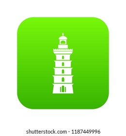 Searchlight icon green vector isolated on white background