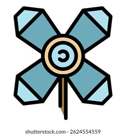 Searchlight icon. Outline searchlight vector icon color flat isolated