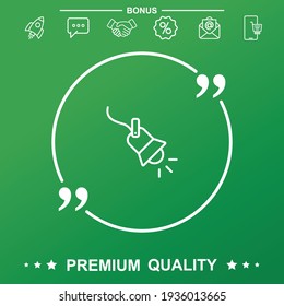 Searchlight icon. With quote symbol.