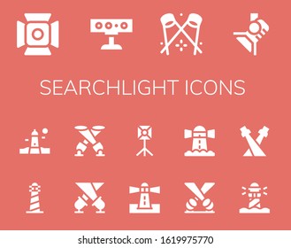 searchlight icon set. 14 filled searchlight icons. Included Spotlight, Lighthouse icons