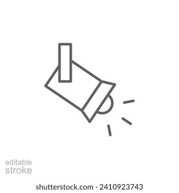 Searchlight icon. Simple outline style. Spotlight, stage light projector, floodlight, track light, theater concept. Thin line symbol. Vector illustration isolated. Editable stroke.