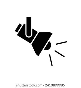 Searchlight icon. Simple solid style. Spotlight, stage light projector, floodlight, track light, theater concept. Black silhouette, glyph symbol. Vector illustration isolated.